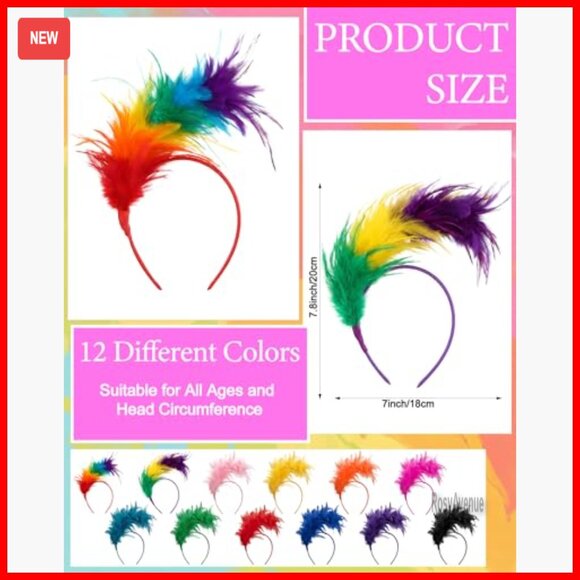 12-Piece Feather Fascinator Headbands for Women, Lightweight & Handmade